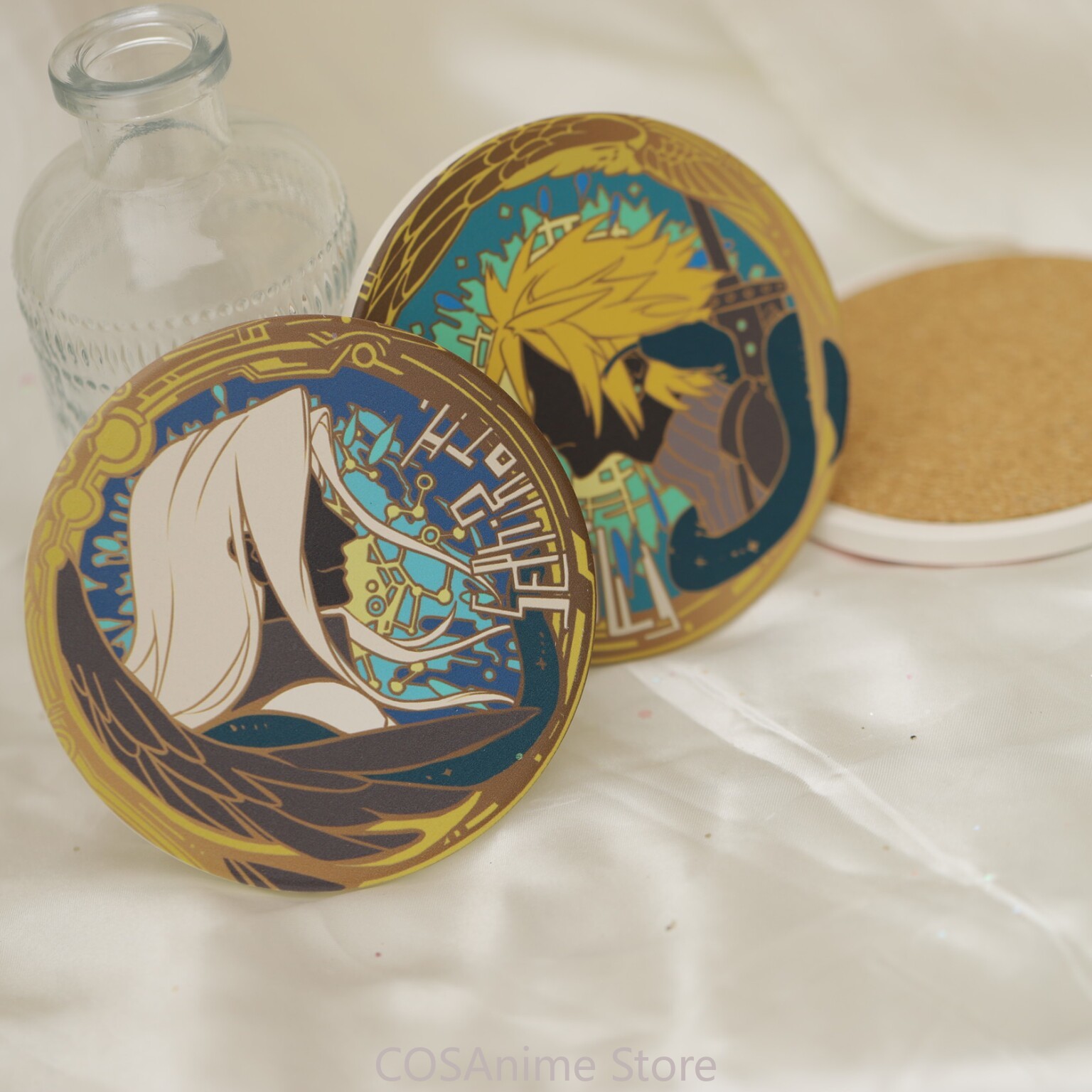Pin Button Badge - 세피로스 클라우드 스트라이프 세라믹 코스터 애니메이션